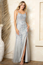 Silver Embellished Bustier Top Front Slit Sheath Dress