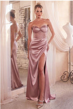 Dusty Rose Daisy Embellished Satin Corset Gown