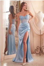 Paris Blue Daisy Embellished Satin Corset Gown