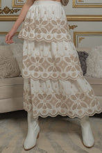 Off White Embroidery Top Maxi Skirt Set