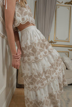 Off White Embroidery Top Maxi Skirt Set
