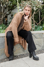 Mocha Long Slouchy Cardigan With Belt