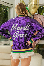 Purple/Mustard Back Mardi Gras Bomber Jacket