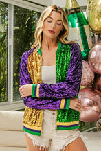 Purple/Mustard Back Mardi Gras Bomber Jacket