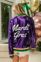 Purple/Mustard Back Mardi Gras Bomber Jacket