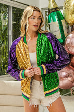 Purple/Mustard Back Mardi Gras Bomber Jacket