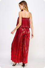 Red Pleated Metallic Tube Jumpsuit