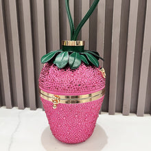 Rose-Red Strawberry Rhinestone Pu Leather Crossbody