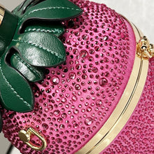 Rose-Red Strawberry Rhinestone Pu Leather Crossbody