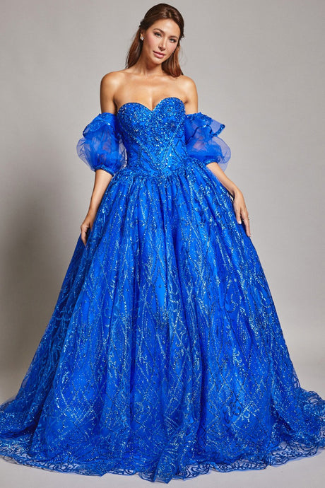Royal Blue Off Shoulder Sweetheart Top Semi-Quinceanera