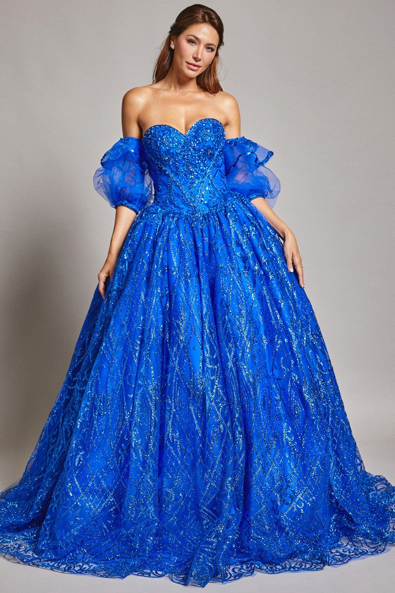 Royal Blue Off Shoulder Sweetheart Top Semi-Quinceanera