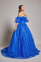 Royal Blue Off Shoulder Sweetheart Top Semi-Quinceanera