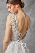 Off White Sleeveless V Neck A Line Wedding Dress