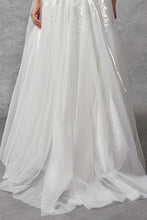 Off White Sleeveless V Neck A Line Wedding Dress
