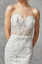 Off White Strapless Sweetheart Puff Sleeve Wedding Dress