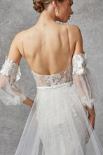 Off White Strapless Sweetheart Puff Sleeve Wedding Dress