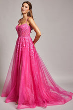 Fuchsia Sleeveless Sweetheart Top A Line Dress