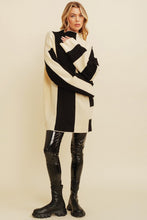 Black/Cream 2 Tone Ribbed Sweater