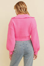 Pink Ribbedv Neck Sweater