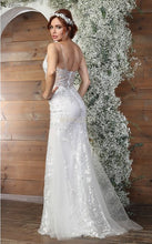 Ivory Embroidered Tulle Long Evening Gown