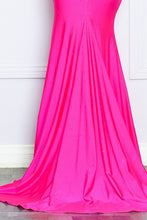 Hot Pink Hot Fix Rhinestone Trumpet Dress