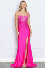 Hot Pink Hot Fix Rhinestone Trumpet Dress
