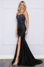 Black Hot Fix Rhinestone Trumpet Dress