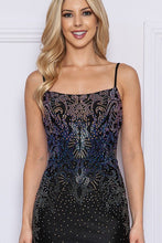 Black Hot Fix Rhinestone Trumpet Dress