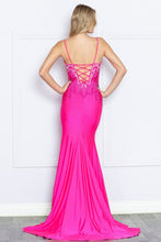 Hot Pink Hot Fix Rhinestone Trumpet Dress
