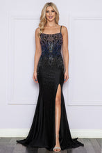 Black Hot Fix Rhinestone Trumpet Dress