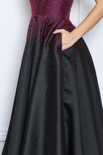 Black/Fuchsia Off Shoulder Hotfix Rhinestone A Line Dress