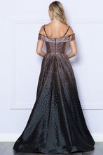 Black/Rose Gold Off Shoulder Hotfix Rhinestone A Line Dress