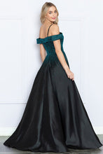 Black/Turquoise Off Shoulder Hotfix Rhinestone A Line Dress