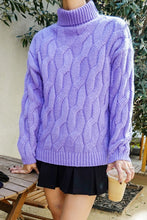 Purple Twisted Mock Turtleneck Sweater