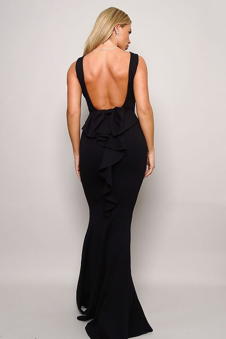 Black Golden Globe Award Maxi Dress