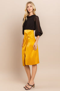 Mustard Warp Midi Skirt