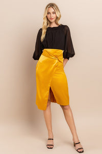 Mustard Warp Midi Skirt
