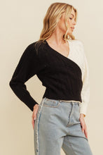 Black/Cream Two Tone Side Button Sweater