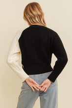 Black/Cream Two Tone Side Button Sweater