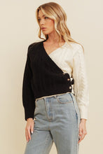 Black/Cream Two Tone Side Button Sweater