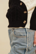 Black/Cream Two Tone Side Button Sweater