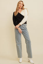 Black/Cream Two Tone Side Button Sweater
