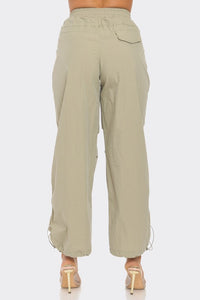 Tan Straightleg Drawstring Cargo Pants