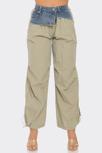 Tan Straightleg Drawstring Cargo Pants