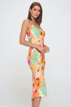 Floral V-Neckline Slip Midi Dress
