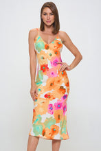 Floral V-Neckline Slip Midi Dress