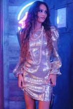 Champagne Gold Time to Party All Over Sequin Mini Dress