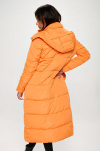 Orange Soccer Mom Long Puffer Coat