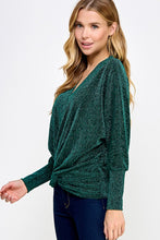 Emerald V Neck Lurex Twist Top