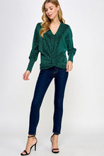 Emerald V Neck Lurex Twist Top